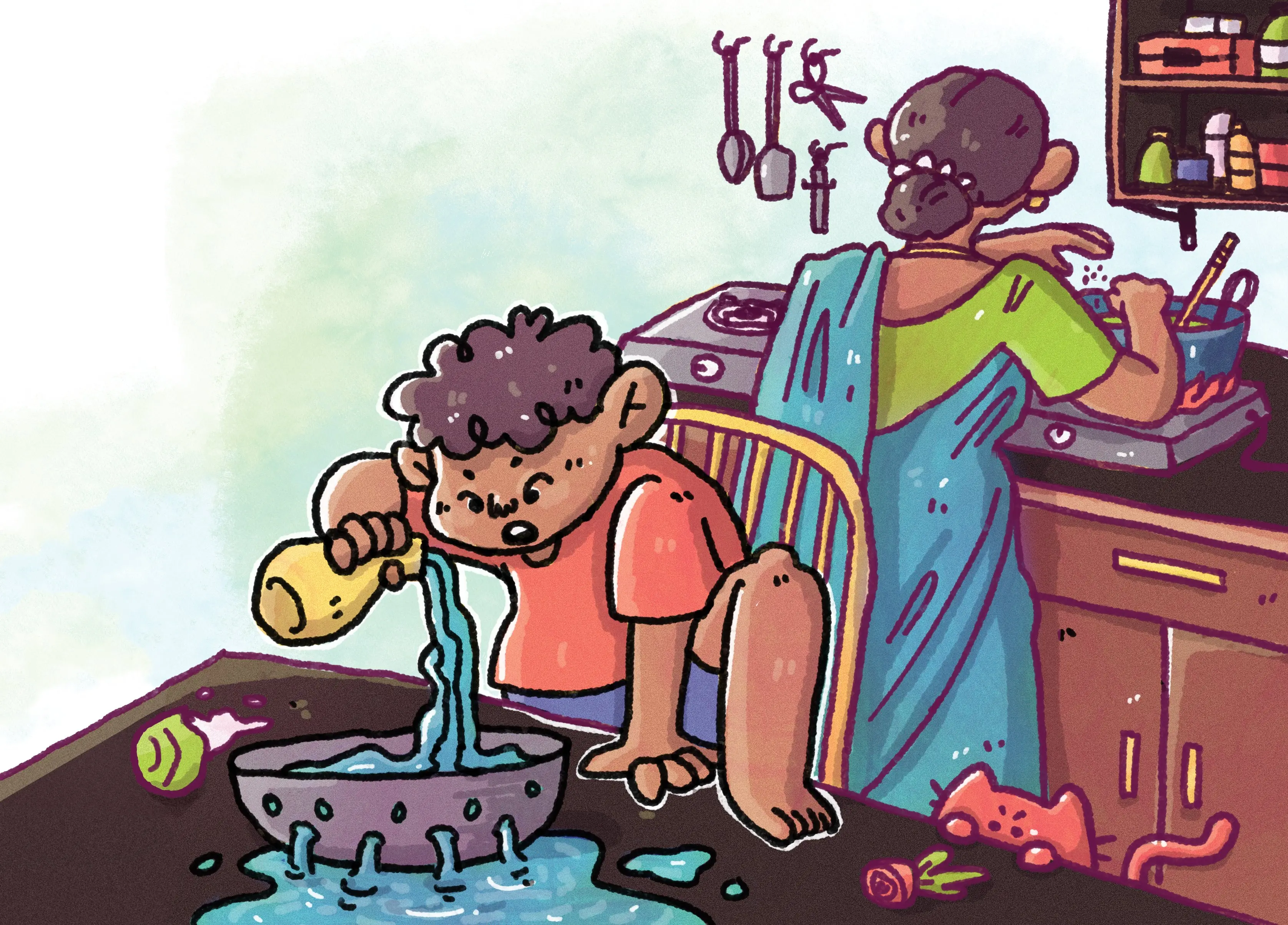 खाना बनाना।